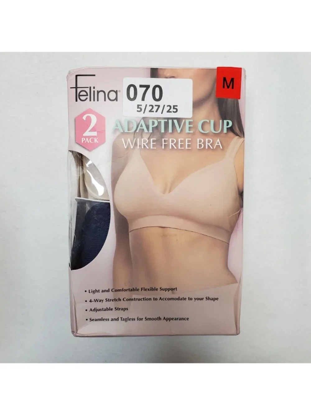 Calvin Klein & Felina 2-Pack Womens Lightly Lined Wireless Bras Size M Black & N